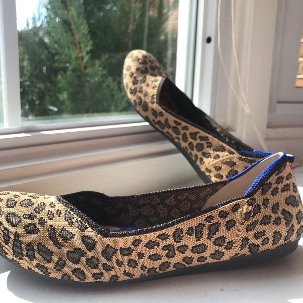 Rothy's Leopard Print Flats with Blue Trim - Picture 7 of 10
